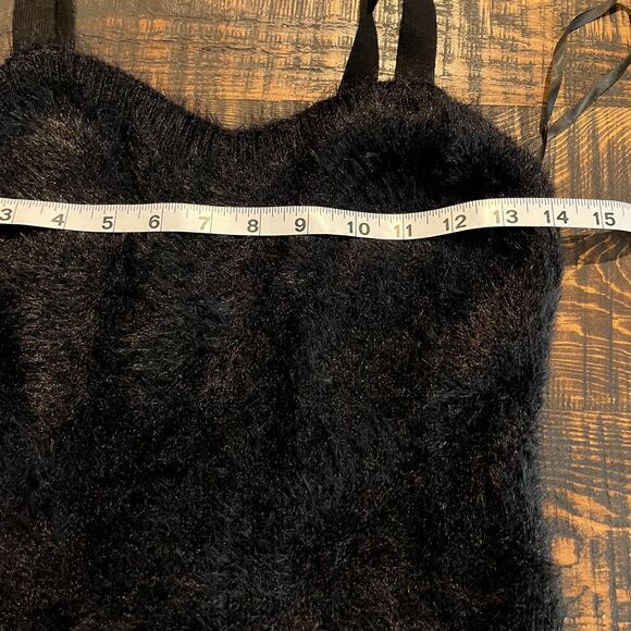 Fabletics Dress Womens XL Black Fuzzy Sweater Bodycon Strappy Knit Cozy Party - Picture 5 of 9